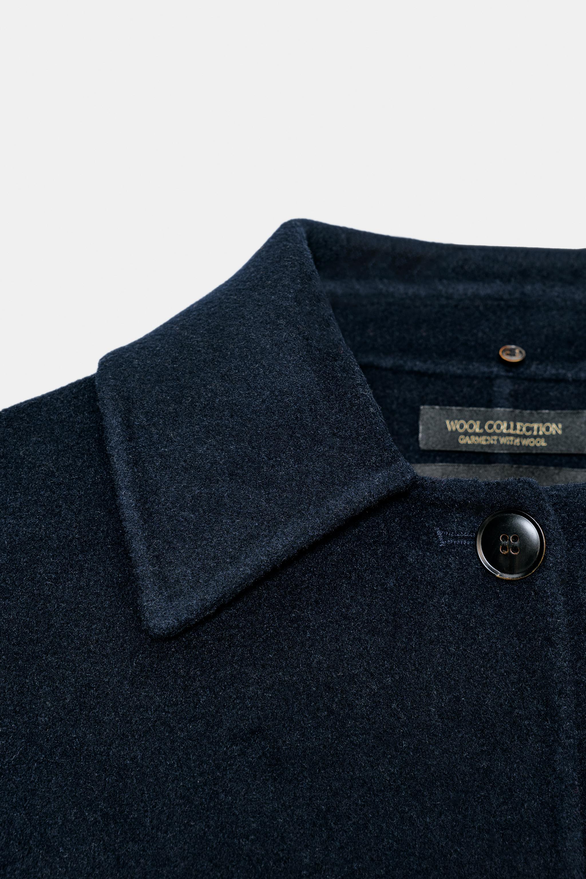 ZW COLLECTION WOOL BLEND FAUX FUR COLLAR JACKET